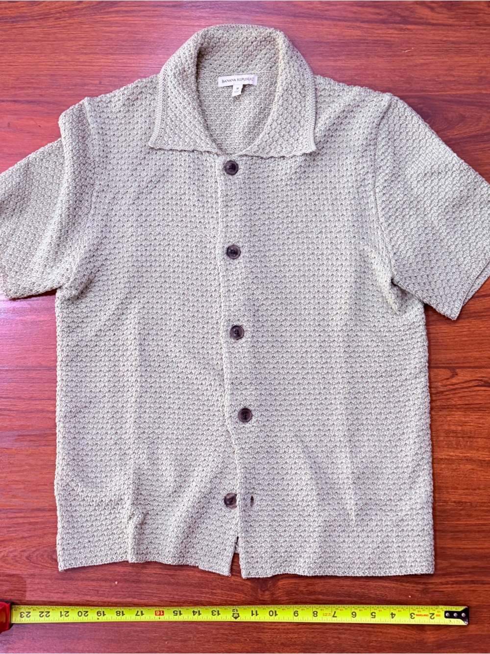 Banana Republic Textured Short-Sleeve Polo Cardigan - Light Taupe